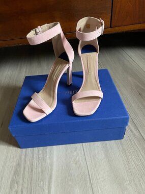 Stuart Weitzman Square Nudist High Heel Sandal Pump